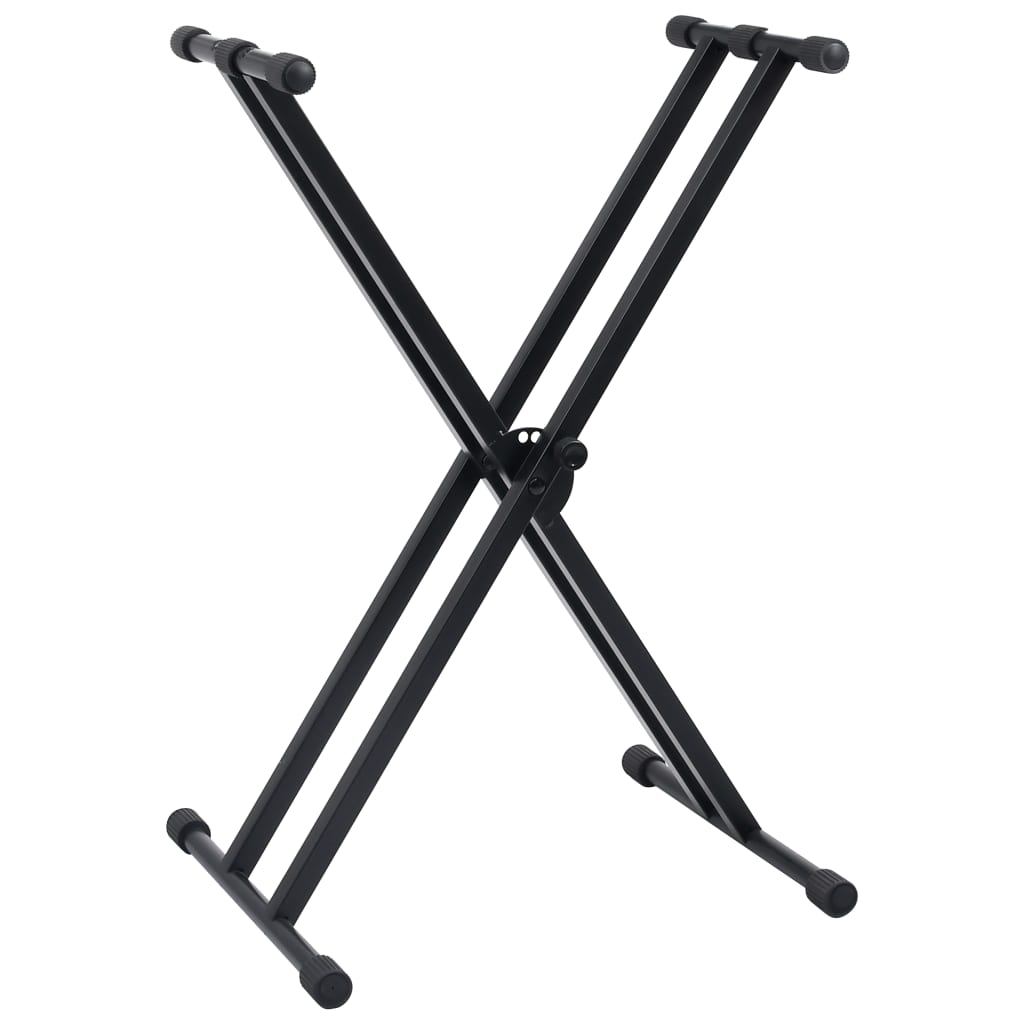 Double-Strut Keyboard Stand and Stool Set Black