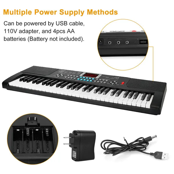 61-Key Kids Learning Keyboard with Stand & Microphone