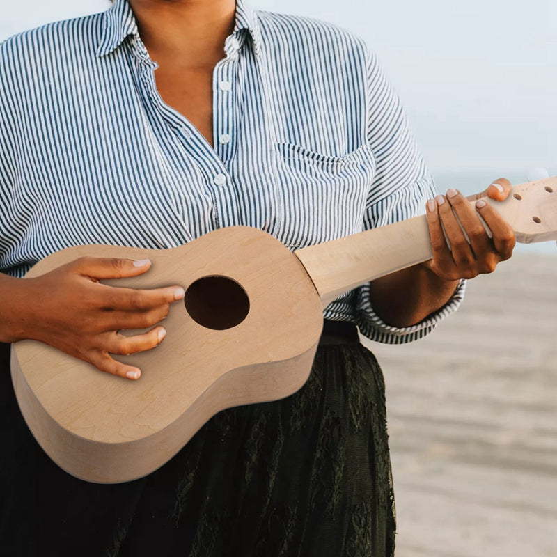 21-Inch White Wooden Soprano Ukulele DIY Kit