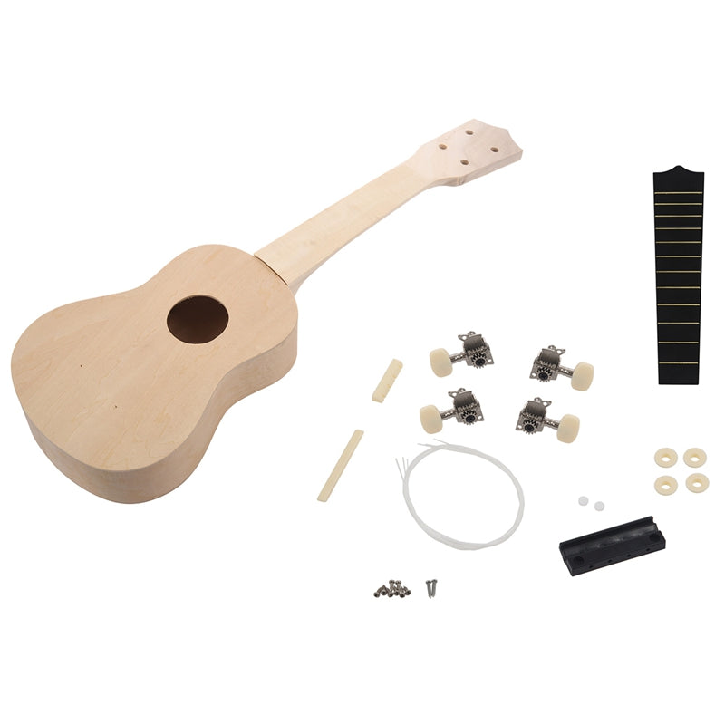21-Inch White Wooden Soprano Ukulele DIY Kit