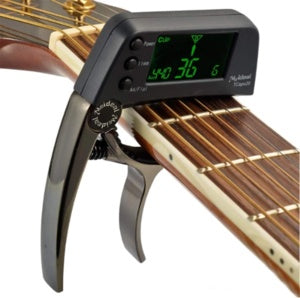 2-in-1 Guitar Capo with Built-In Clip Tuner