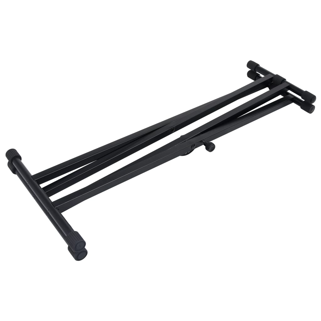 Double-Strut Keyboard Stand and Stool Set Black