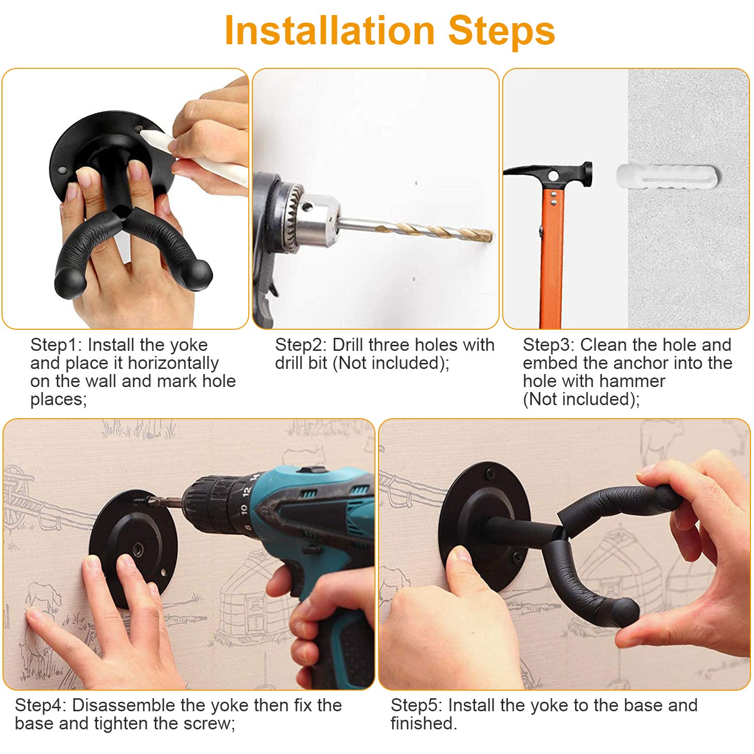 Wall Mount Guitar Hanger – Padded Steel Hook for All Guitars