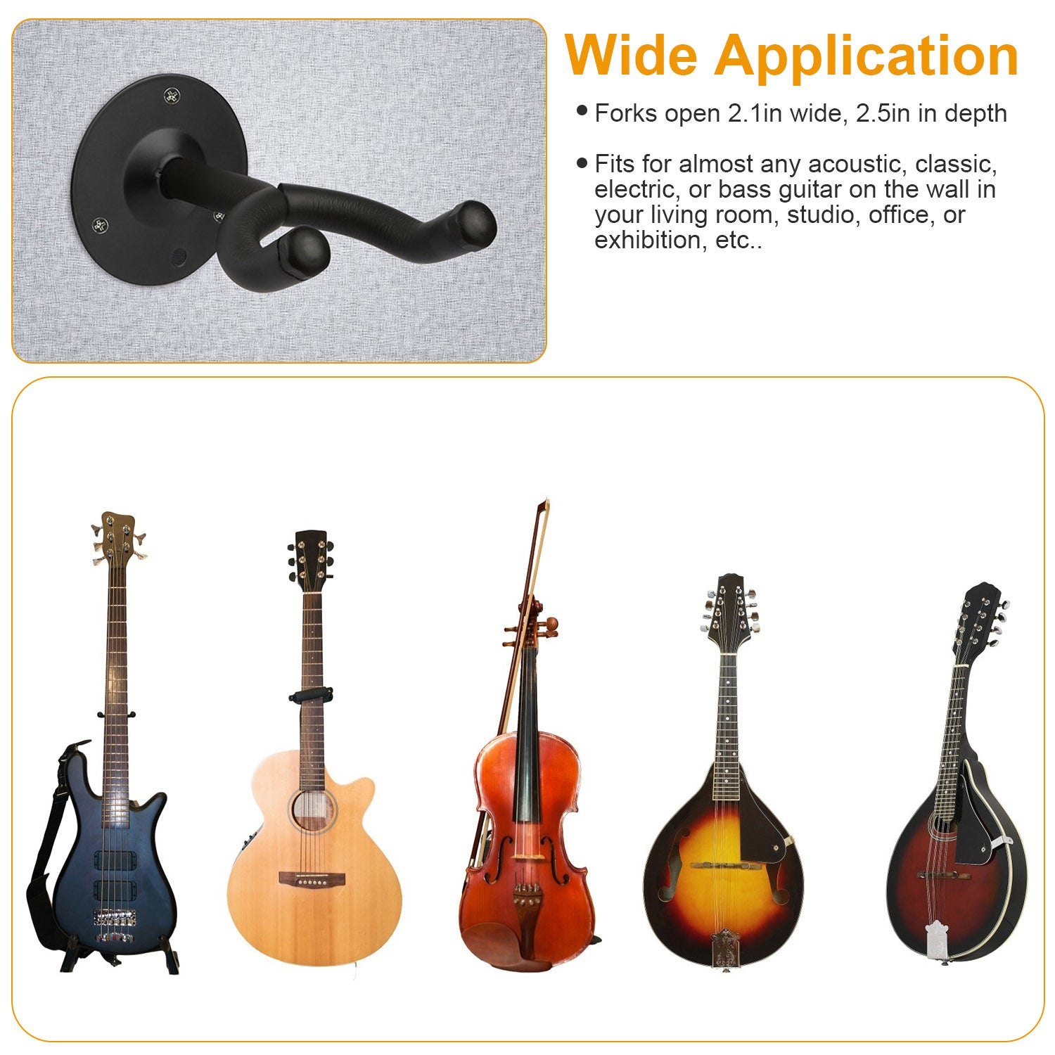 Wall Mount Guitar Hanger – Padded Steel Hook for All Guitars