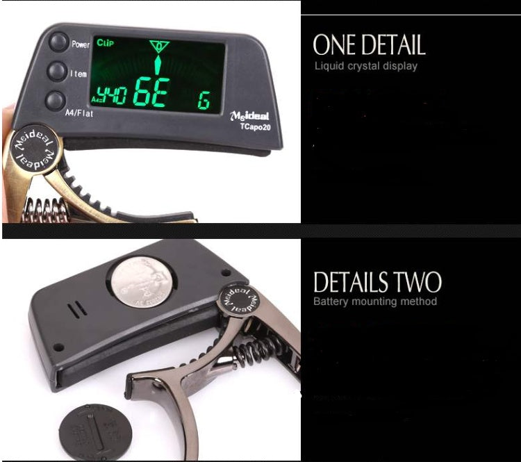 2-in-1 Guitar Capo with Built-In Clip Tuner