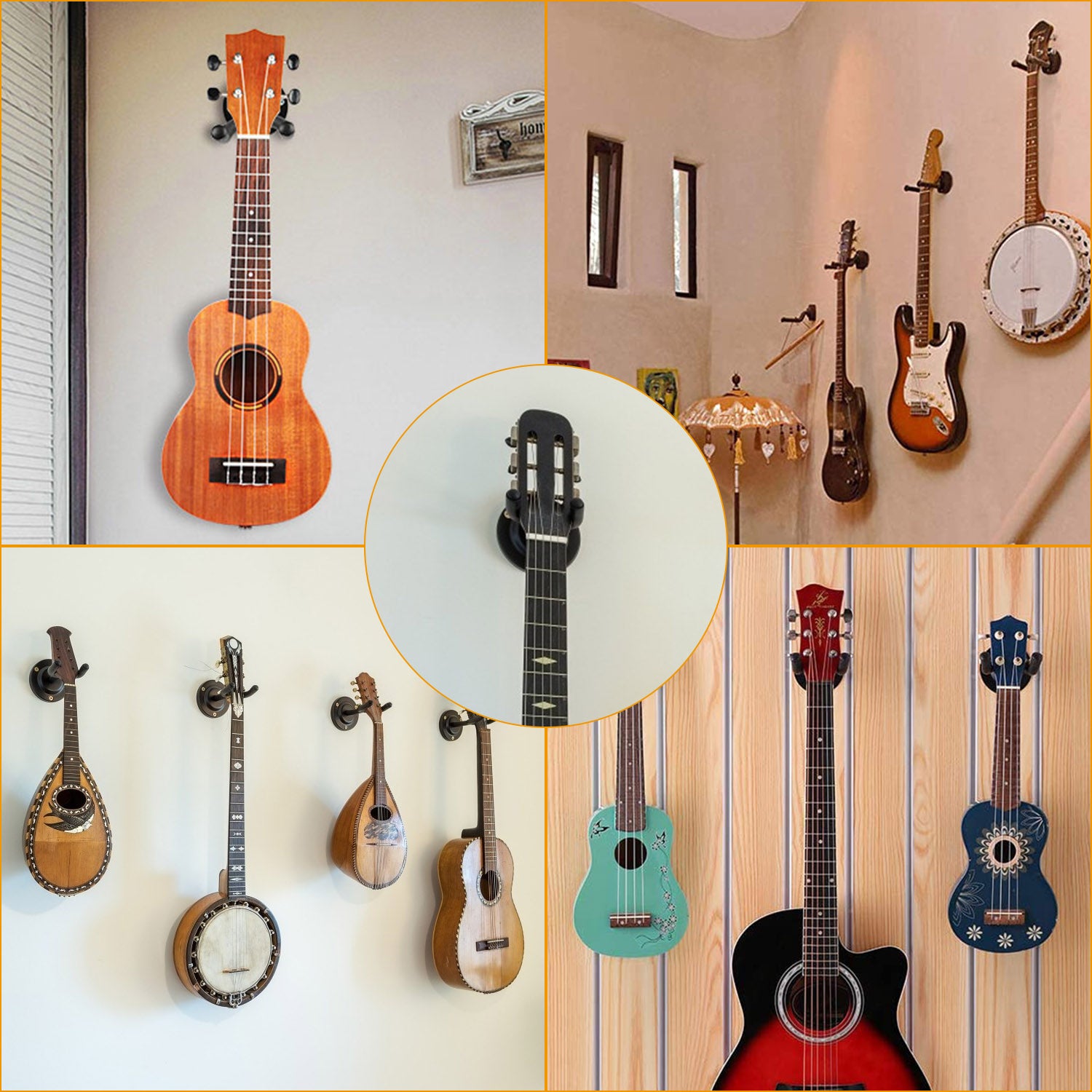 Wall Mount Guitar Hanger – Padded Steel Hook for All Guitars