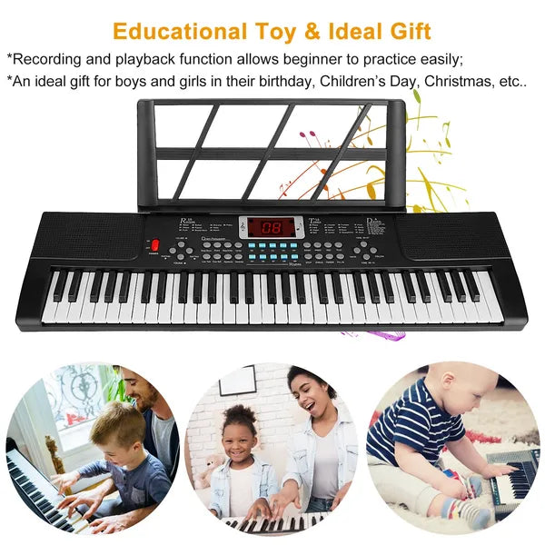 61-Key Kids Learning Keyboard with Stand & Microphone