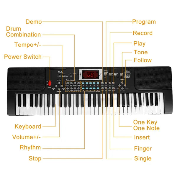 61-Key Kids Learning Keyboard with Stand & Microphone