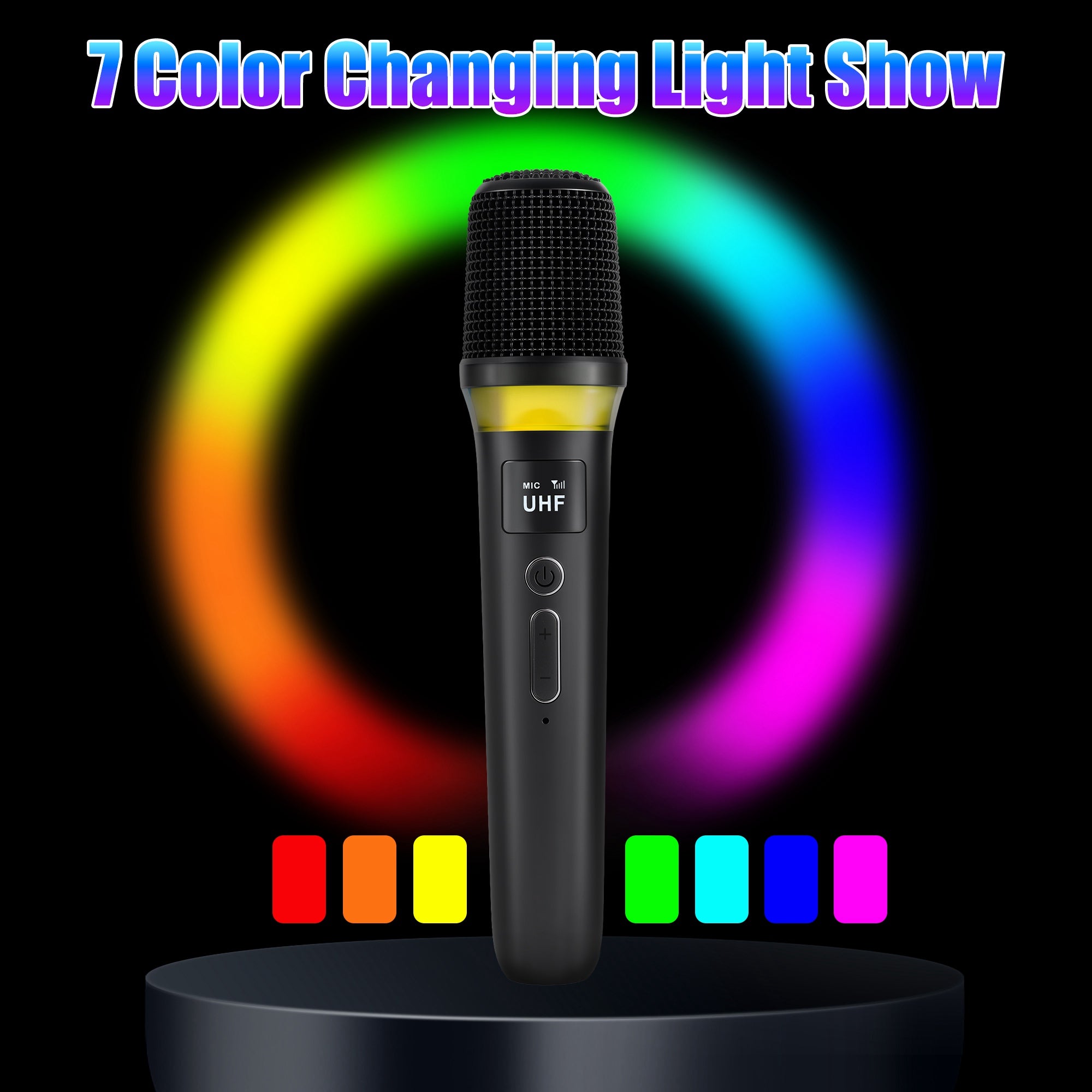 2-Pack 2.4G Wireless Microphones with RGB Light – 164ft Range for Karaoke & Events